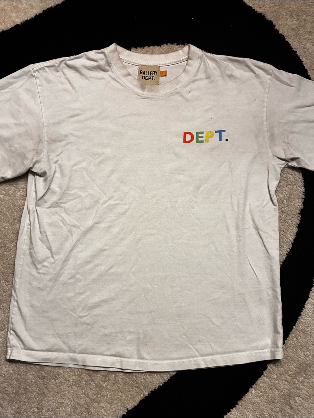 Gallery Dept White T-Shirt with Multicolor DEPT. Logo